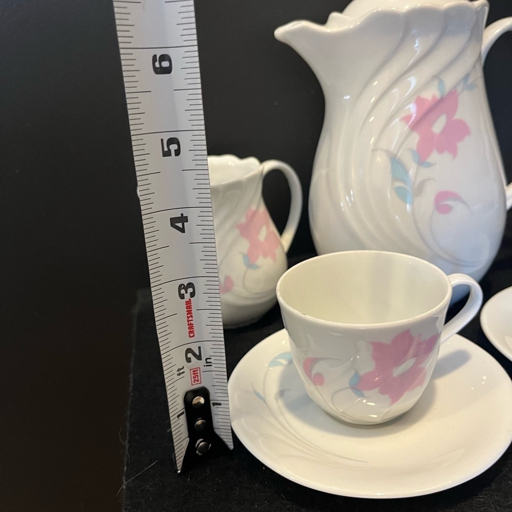 Vintage Wawel Poland Floral Tea Set with Pink and Blue Accents - Picture 4 of 15